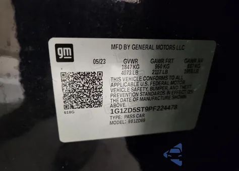 2023 Chevrolet Malibu Lt из США, поврежденный, VIN 1G1ZD5ST9PF224478